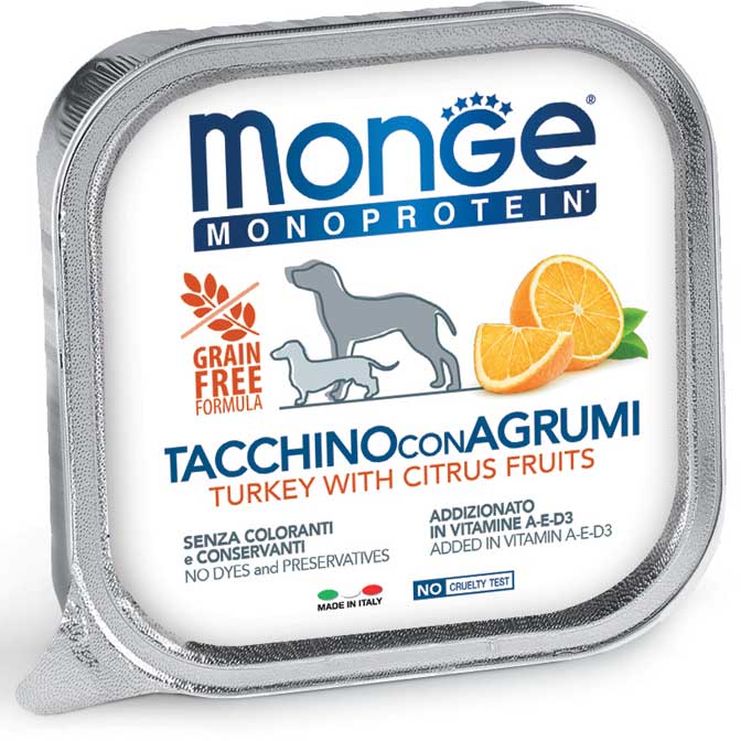 Monge Monoprotein Patè Solo Tacchino e Agrumi 150gr Monge Monoprotein Patè Solo Tacchino e Agrumi 150gr
